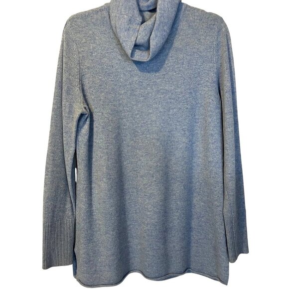 Athleta Womens Blue Cashmere Cowl Neck Sweater L Minimalist Cozy Lounge - Picture 1 of 5